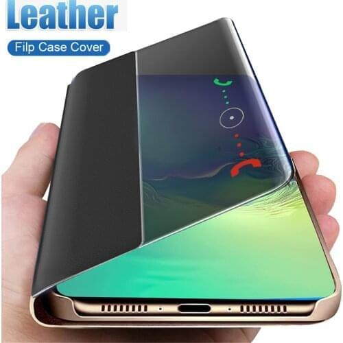 Smart View Flip Phone Case for Samsung Galaxy S10 Plus S 10 360 Open Window Back Cover Soft Leather Case For Samsung Note 10 Pro