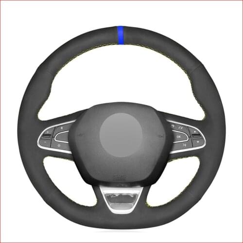 Black Suede Hand Sew Soft Wrap Car Steering Wheel Cover for Renault Kadjar Koleos Megane Talisman Scenic Espace 2015-2018