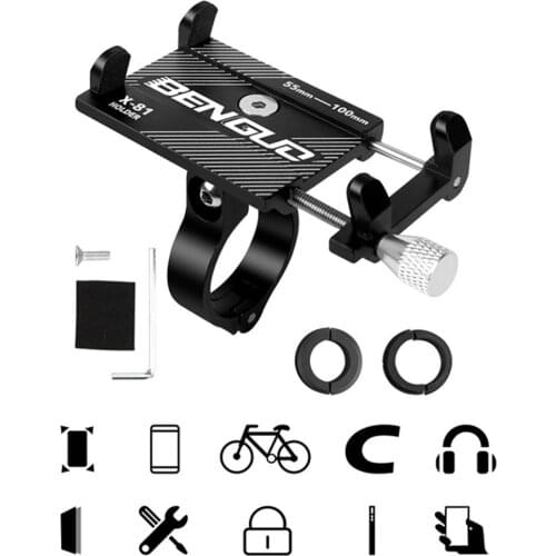 Aluminum Alloy Cycling Mobile Phone Bracket Phone Frame Navigation Bracket Bicycle Electric Car Mobile Phone Fixed Bracket
