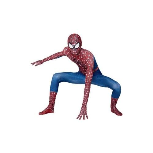 Anime Spiderman With Mask Red Blue Birthday Party Costume Halloween Children Sets Costume Kid Cosplay Boys Dress Up