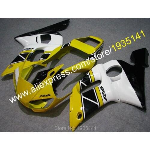 For Yamaha YZF R6 Yellow Black White body YZFR6 Motorbike YZF-R6 Fairing 1998 1999 2000 2001 2002 (Injection molding)