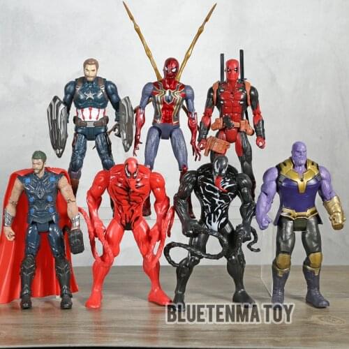 Marvel Carnage Iron Deadpool Venom Spiderman Thanos Thor Captain America PVC Action Figure Model Doll Gifts