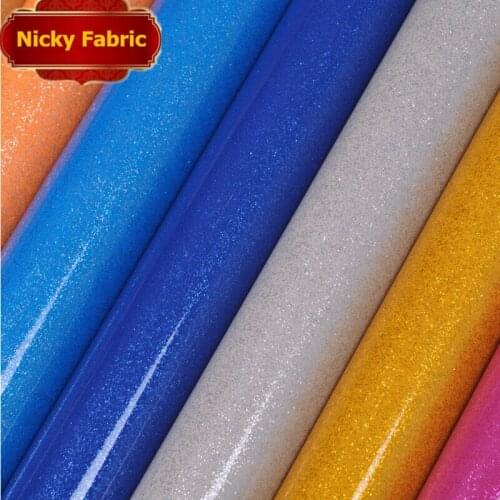 Faux PU Glitter Leather Fabrics Synthetic Smooth Surface Leather Decorative Wall Artificial Leather Sewing material Wholesale