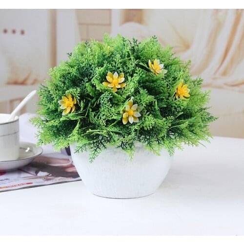 1Set Simulation Plant Office Home Decoration Potted Bonsai Green Plant Decoration Artificial Tree Ball Flower Decoration