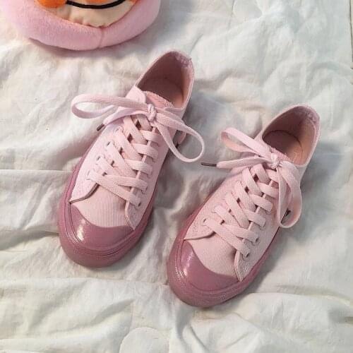 Designer Pink Glitter Canvas Shoes Fashion Women Platform Sneakers Autumn Casual Candy Color Wild Lace Up Running Korean Zapatos