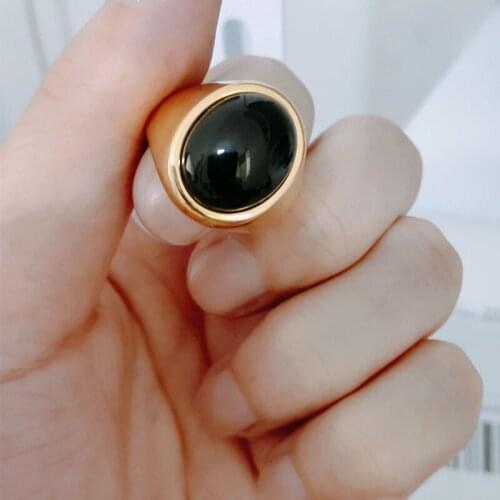 2020 New Gorgeous Charming Round Black CZ Stone Men Women Fashion Gold Color Crystal Zircon Ring Bridal Trendy Jewelry