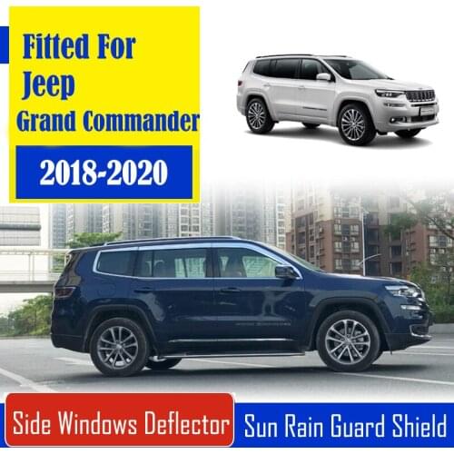 1 Set Chrome Side Vent Sun Shade Window Visors Rain Guard Deflectors For Jeep Grand Commander 2018-2020
