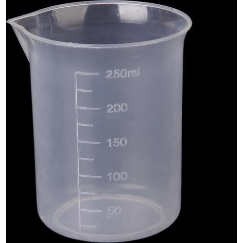 250ml Lab Laboratory Transparent Plastic Graduated Cylinder Measuring Cup Beaker