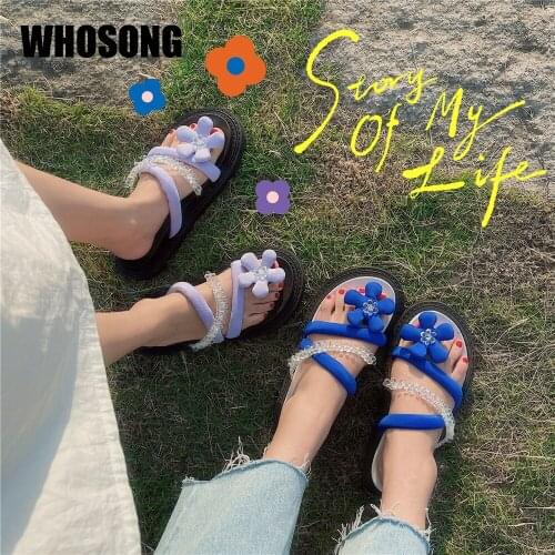 Summer Women Slippers Woman Flower Flats Girls Chain Black Slides Ladies Outside Fashion Shoes Female Soft Brand Slides 2021 New