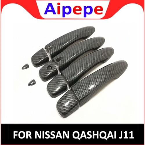 For Nissan Qashqai J11 2016 2017 2018 2019 Door Handle Cover Trim with Smart Key Hole General Exterior Accessories ABS Carbon