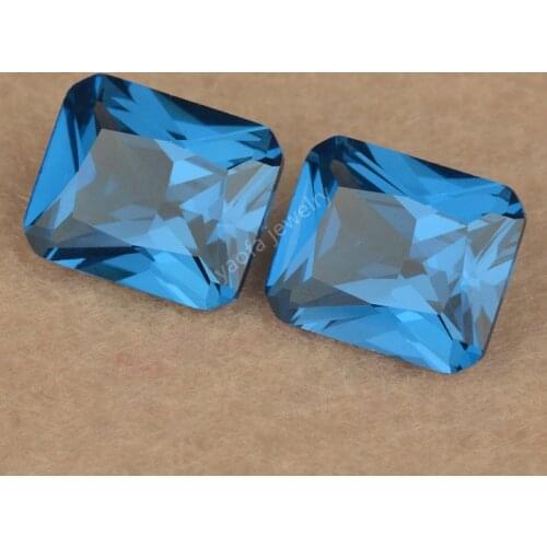 Wholesale 3x5~13x18mm 120# Zircon Blue Lab Gems Rectangle Octangle Shape Cut Loose Ocean Blue Synthetic Spinel Stone For Jewelry