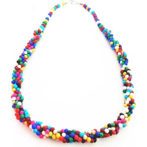 Tibetan Necklace Colorful Yak Bone Beaded Wrapped necklace TNL479