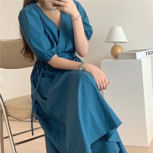 Summer Girls Dress Women Cotton Linen Casual short Sleeve Dresses Female Dress Vintage Solid Red dress Boho Robe Femme Vestido