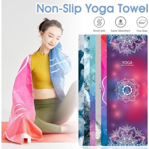 Yoga Towel(65x188cm) Absorbent Non-Slip Yoga Mat Towel with Grip Dots Bikram Pilates Towel