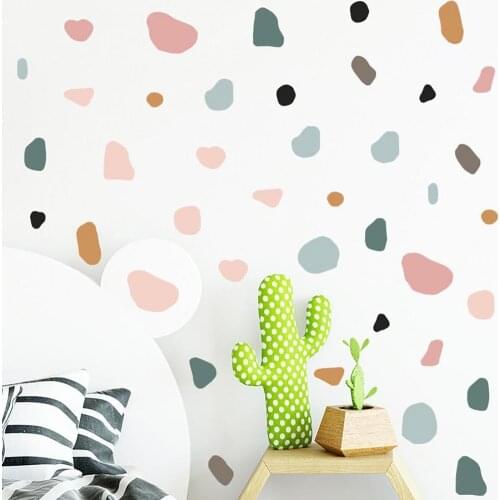 Watercolor Stones Wall Removable Decals Colorful Wall Sticker Self-adhesive Creative Removable DIY Wall Sticker for Kid Room