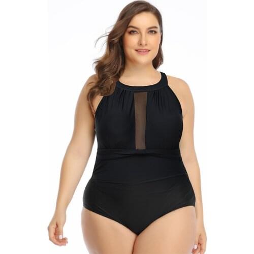 Sexy One-piece Large Size Swimwear With Push Up Women Plus Size Swimsuit Closed Body Female Bathing Suit For Pool Beach Wear