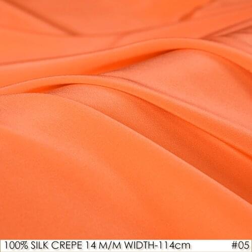 SILK CREPE DE CHINE 114cm width 14momme/100% Pure Mulberry Silk Fabric/Batik Painting and Wedding Dress Fabric Reddish Orange 05