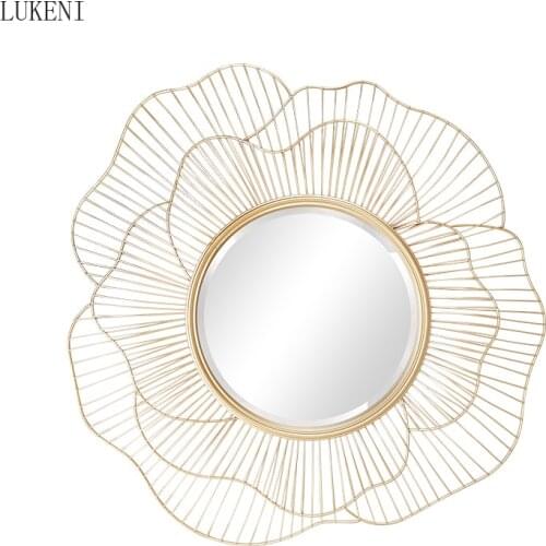 Modern Wrought Iron Wall Decorative Mirror Decoration Craft Wall Hanging Ornament Home Livingroom 3D Stereo Wall Sticker Murals