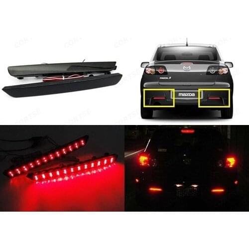 Black Smoked Lens Rear Bumper Reflector LED Tail Brake Stop Light For Mazda3 Axela 2004-2009 2005 2006 2007 2008