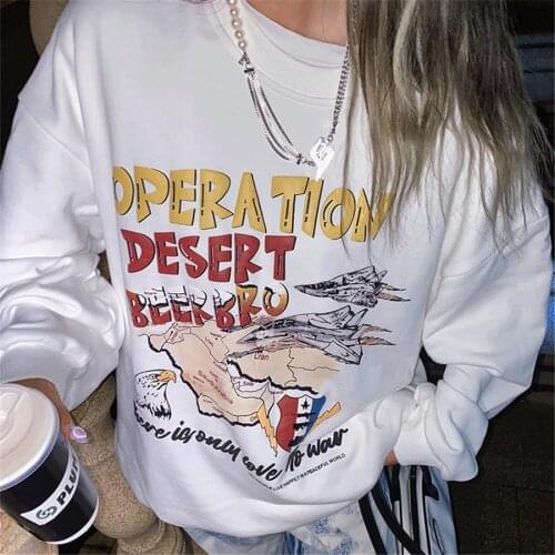 2021 Harajuku ‘DESERT’ Print Sweatershirts for Women Y2k Oversized Sweatershirt Casual Tops Autumn Streetwear Women Hoodies