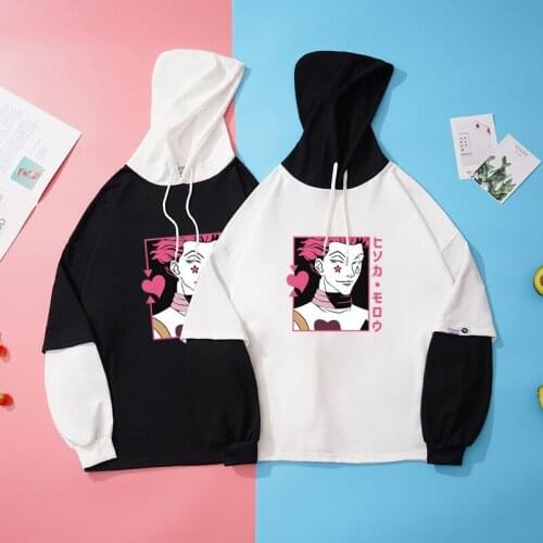 New Harajuku Fashion Hisoka HUNTER X HUNTER Hoodie Sweatshirts Women/men Long Sleeve Oversize Hooded Tops Fake Two Piece Hoody