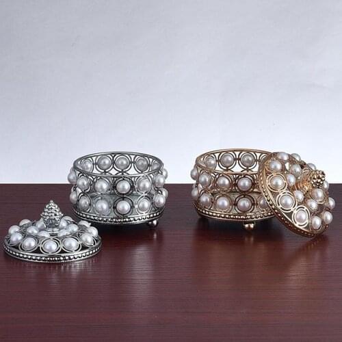 Solid Jewelry Storage Box Mini Pearls Embedded Necklace Organizer Travel