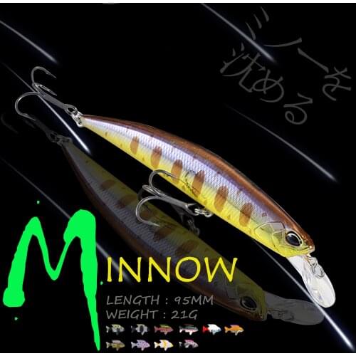 WALK FISH 95mm 21g Minnow Fishing Lure Sinking Bionic Artificial Bait Wobbler Japan Design Hard Bait Bass Pike Fishing Tackle