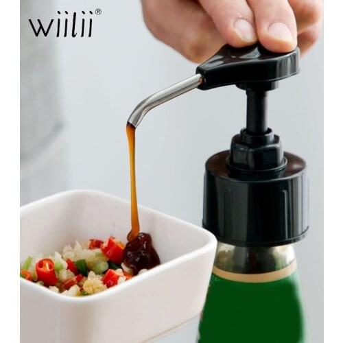 Wiilii Stainless Steel Nozzle Pressure Oil Sprayer Syrup Bottle Household Oyster Sauce Pump Push-type Tools Kitchen Accessories