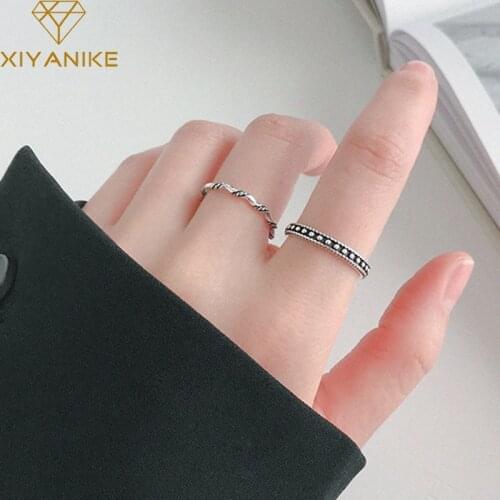 XIYANIKE Prevent Allergy 925 Sterling Silver New Fashion Punk Finger Rings Vintage Wave Irregular Jewelry Adjustable for Women