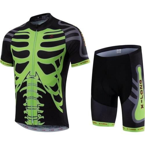 Green Skeleton Sport Bike Team Racing Cycling Jersey Tops shorts set Summer Bicycle Cycling Clothing Ropa Ciclismo MTB jersey