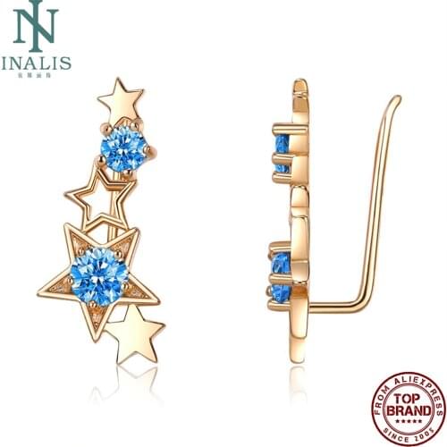 INALIS Charm Clip Earrings For Women Five Pointed Star Fashion Zirconia Earring Female Valentine Day Jewelry Gift Best Selling