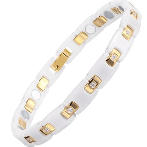 Gold Platef Women Jewelry Magnetic Ceramic Bracelet with Health Elements Magnetic Best Gift