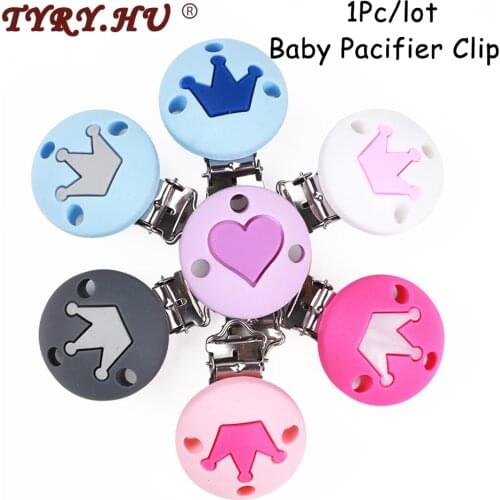 *1pc/lot Round Crown Pacifier Clip Teething Toys Silicone Bead DIY Baby Pacifier Chain Accessories BPA Free Baby Teether