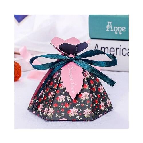 100pcs Multicolor 6 Leaf Petal Candy Paper Box Gift Bags Wedding Favors and Gift Boxes for Wedding Baby Shower Party Supplies