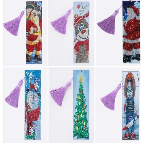 5D Diamond Painting Exquisite Christmas Bookmarks Tassel Bookmarks Special Shaped Diamond Embroidery Craft decoration