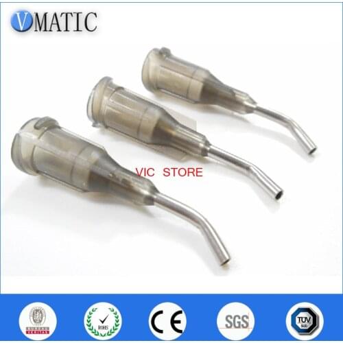 Free Shipping 16G Grey 0.5'' Length 45 Degree Bend Bent Dispensing Blunt End Stainless Steel Needle Tips 1/2 Inch