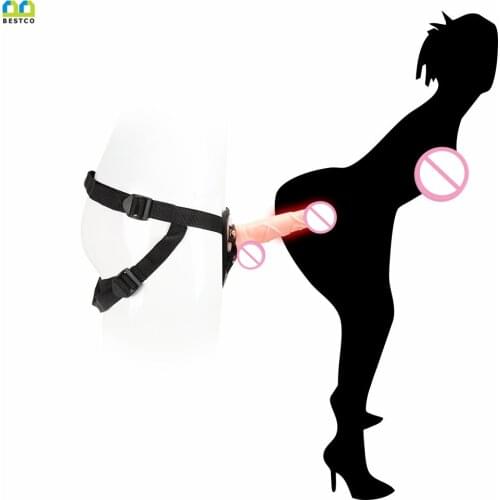 Bestco Wearable Leather pants Dildo Realistic Penis Strap on No Vibrator Anal Vaginal For Lesbian 18+Women Erotic Adult sex toy