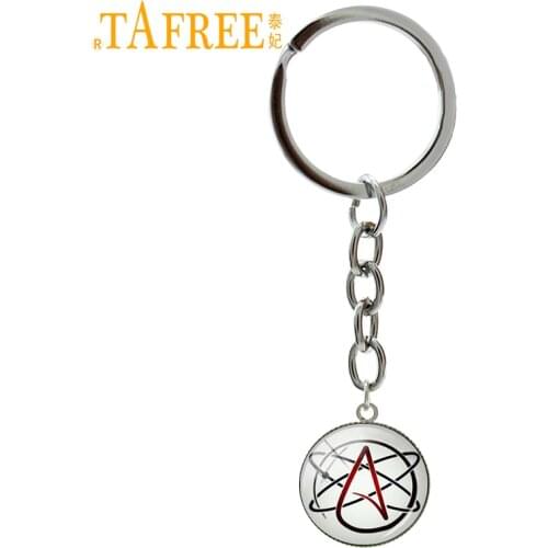 TAFREE Atheist Atom Symbol keychain elegant atheist logo atheism movement key chain jewelry Fathers day Gift T523