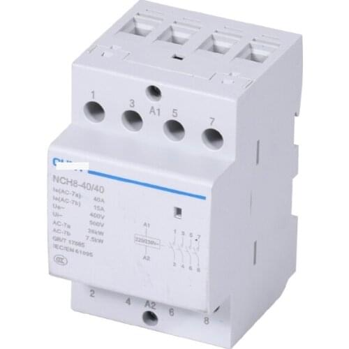 Household small single phase AC contactor 220 V rail type two normally open and two normally closed 25a40a2p