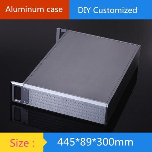 DIY amplifier case 445*89*300mm 2U aluminum amplifier chassis Instruments Chassis AMP Enclosure Preamplifier housing DIY box