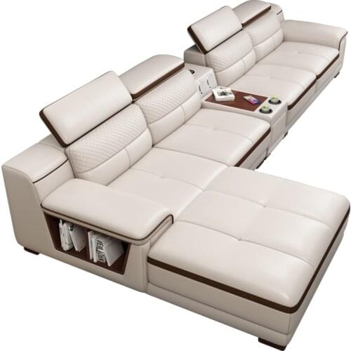 Sofa head medium thick Leather size apartment living room modern simple three person corner