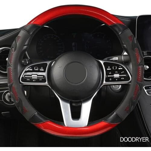 DOODRYER Carbon Fiber Leather Car Steering Wheel Cover For Kia Ceed Rio 3 4 Sportage Sorento Cerato Optima Picanto KX K