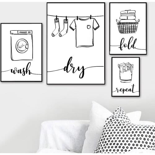 Cartoon Wall Decor Painting Sketch Canvas Print Black and White Poster and Picture Dry Fold Wash Picture
