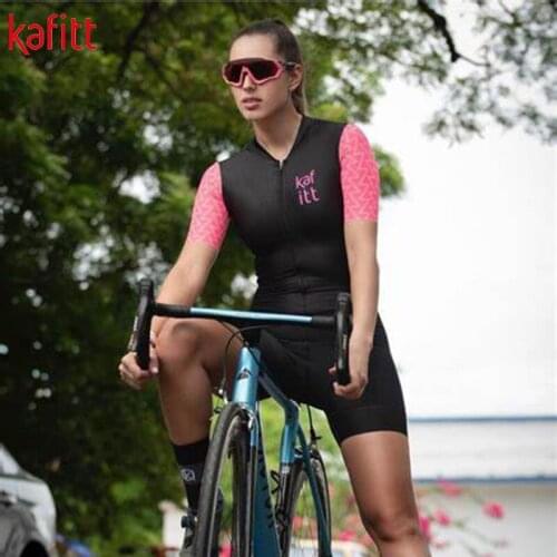 KAFITT new Summer new womens short-sleeved cycling jersey suit two back pockets bicycle triathlon can swim and run jumpsuit pro