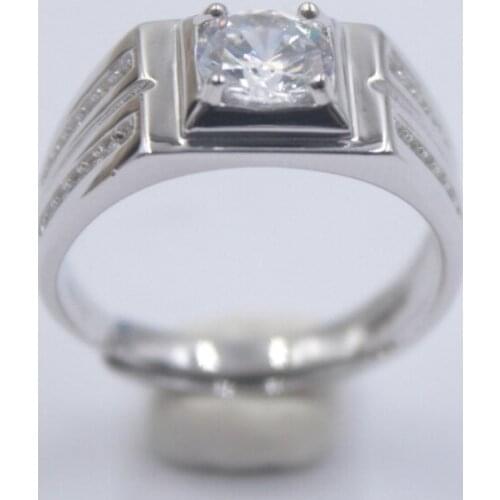 Pure 925 Sterling Silver Prong Set Bling Zircon Ring For Man Size from 5 to 12 WMR50