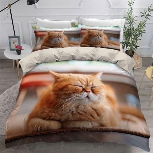 Pets Bedding Set Duvet Cover Set Quilt Covers Sets Comforter Case King Queen Double Single Size 3D Cat Bed Linen
