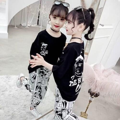 Girls Summer Children Clothes Outfits T-shirt + Pants Casual Tracksuit For Kids Clothing Two-Piece Set 7 8 10 12 Years