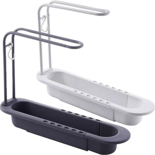 Kitchen Telescopic Sink Shelf Storage Basket Soap Sponge Towel Drainer Rack Adjustable Kitchen Sink Tool