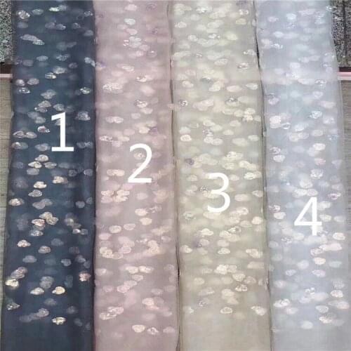 Mesh Bottom Lovely Sequin Embroidered Fabric Womens Childrens Clothing Skirt Wedding Dress Embroidery Fabrics