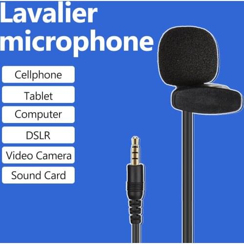 Mini Clip-on Lapel Lavalier Condenser Microphone with 4-Pin 3.5mm Plug 3 Meters Cable for Live Stream/Recording/Interview